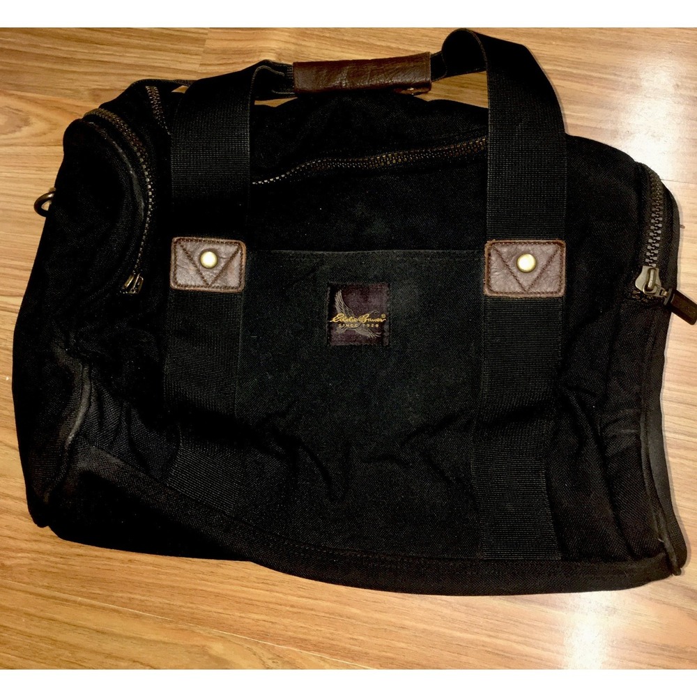 Eddie Bauer Canvas Duffle Bag Black Small Carry On Luggage  Good zippers